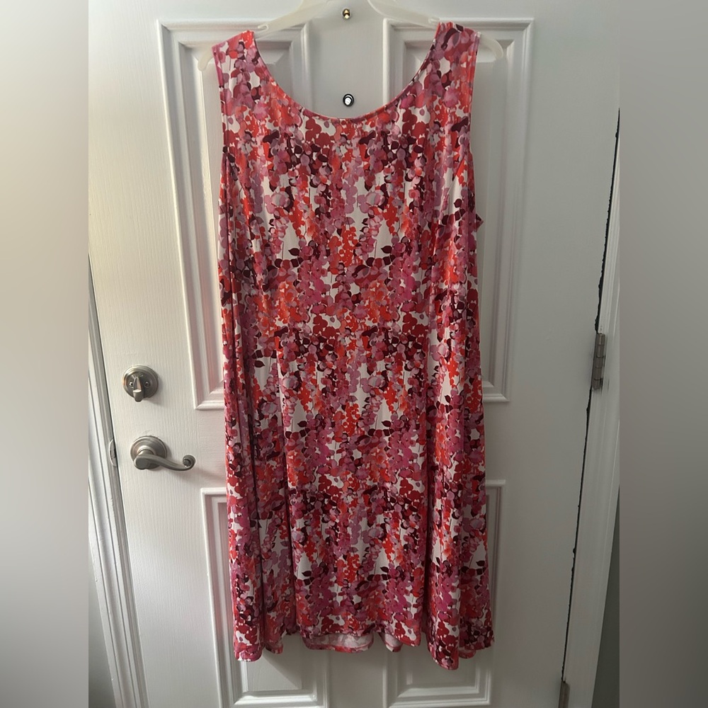 Floral Sleeveless Dress - Pink and Red